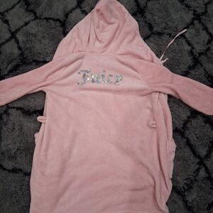Juicy Couture Pink Hooded Plush Robe with Sequin Logo